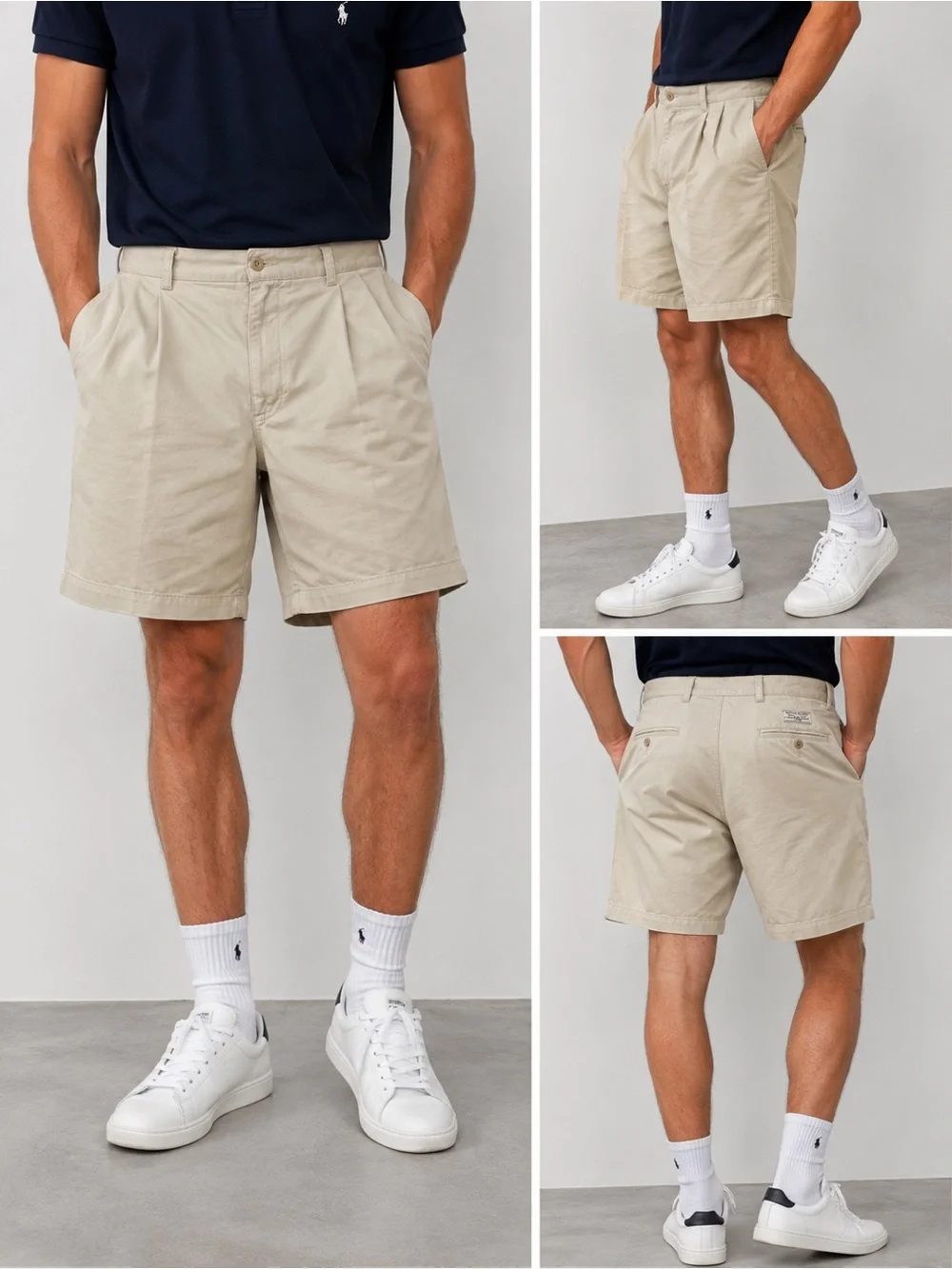 Polo Ralph Lauren Tyler Chino Shorts Men’s Beige Pleated Cotton Size 34